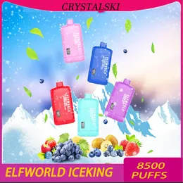 Orijinal Elfworld Icekking 8500 Puffs E Sigara Eşy Bobin Tek Kullanımlık Vape Kalem 550mAh 17ml Eliquid ve Battery Dijital Ekran