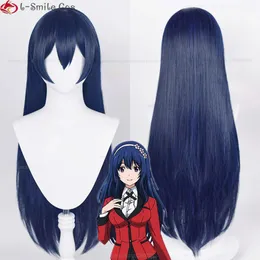 Catsuit Costumes Anime Kakegurui Twin Hanatemari Tsuzura Cosplay 80cm Długie niebieskie czarne ciepło odporne na syntetyczne peruki Hyuga Hinata + Cap Wig Cap