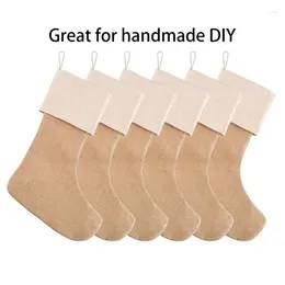 Weihnachtsdekorationen 7/3/1 Stück Sackleinenstrümpfe Kaminaufhängung für Dekoration DIY Handwerk Geschenkverpackungsbeutel