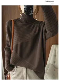 Pulls pour femmes automne hiver femmes pull col roulé cachemire tricoté pull mode garder au chaud hauts amples 231026