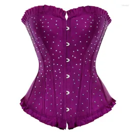 Bustiers & Corsets Sexy Corset Rhinestone Satin Costume Burlesque Plus Size Lace Up Boned Body Shapewear Overbust VictorianBustiers