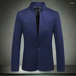 Ternos masculinos blazers masculinos chegada casual masculino outono primavera vestido terno moda de alta qualidade estilo chinês gola casaco marca