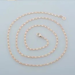 Correntes 1pcs 50cm 60cm Womens 585 Rose Gold Color Thin Link Chain Colar 1mm 2mm de largura