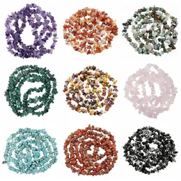 Löst naturliga chips kristallpärlor för smycken tillverkning borrad polsk oregelbunden rå stensten helande ädelstensträngar 32 tum295s