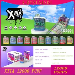 Original XTIA 12000 Puff E Cigarett 10 smaker 18 ml uppladdningsbar engångsvapspenenhet POD RÖKNINGSKIT KIT PULD 12000 PULDS 0% 2% 3% 5% 600mAh Batteri