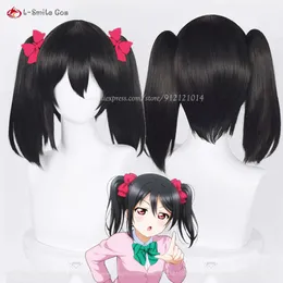 Trajes de catsuit anime lovelive amor ao vivo yazawa cosplay peruca feminina 40cm preto nico perucas resistente ao calor cabelo sintético