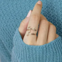 Eheringe, personalisierter Ring mit doppelten Namen, Gold, Edelstahl, offen, verstellbar, für Paare, Versprechensringe für Frauen, romantischer Schmuck, Geschenke 231026