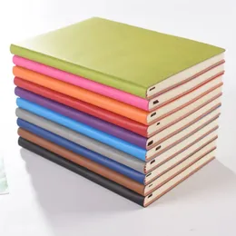 wholesale High Quality A5 Simple Classic Solid Notepads Soft leather PU Journal Notebooks Daily Schedule Memo Sketchbook Home School Office Supplies Gifts 10 Color