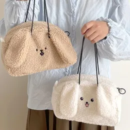 Evening Bags Xiuya Kawaii Plush Women Handbag Dog Shape Solid Color Cute Soft Crossbody Bag Autumn Winter High Quality Youthful Shoulder