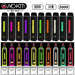 Wegwerpvapes ECigarette Aokit MC5000 trekjes 1,2 Mesh Coil Vape met 10 ml voorgevulde vaporizercartridge 650 mah oplaadbaar apparaat met 10 fruitsmaken