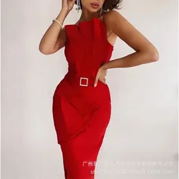 Casual Dresses Summer Autumn Corset BodyCon Party Dress for Women 2023 Sexig Off Shoulder High midje Folds Slit Office Lady Evening