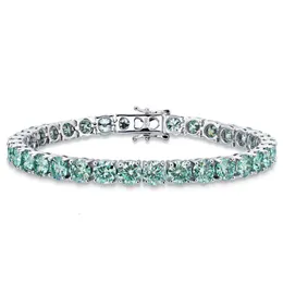 Pulseira colar moissanite natureza verde diamante jóias sólida 925 prata esterlina 5mm largura redonda brilhante corte verde diamante tênis