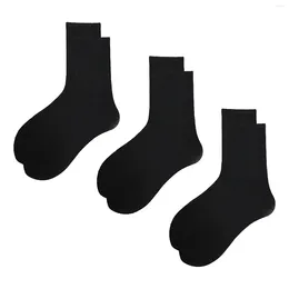 Kvinnors strumpor 3pairs Elastic Sports Diabetic Arthritic Autumn Winter Casual Solid Cyned Soft Daily Combed Cotton Running Black