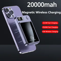 20000mah Magnetic Qi Wireless Charger Power Bank 22.5w iPhone 14 13 12 11 Samsung Huawei Xiaomi Mini PowerBank 용 빠른 충전