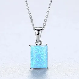 T GG Charming Opal Pendant Necklace Women Fashion Luxury Rectangle Opal s925 Silver Necklace Colorful Gemstone Sexy Collar Chain Brand High-end Jewelry Gift