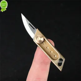 Brass Mini Knife Push Sharp Blade Self Defense Pocket Knife Portable Keychain Unpacking Express Delivery Cutter Small Knife Tool