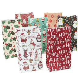 Envoltório de presentes 10 pcs papel kraft doces saco de biscoito Papai Noel boneco de neve Natal presente embalagem sacos Xmas Navidad ano festa decoração suprimentos 231027