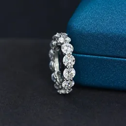Кольцо Eternity 5 мм с муассанитом, 100% оригинал, серебро 925 пробы, вечерние обручальные кольца для женщин, изысканные обручальные украшения321R