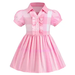 2023 förskolekläder flicka baby skjorta klänning sommar barns korta ärm bomullsskjorta klänning klassisk lapel importerade anpassade tygkläder