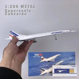 Литая под давлением модель 1 200 Concorde Модель самолета Air France Сверхзвуковой пассажирский самолет Статический дисплей 30 см Металлическая модель литья под давлением игрушки для мальчика 231026