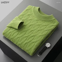 Мужские свитера LHZSYY, зимний утепленный кашемировый свитер, витые пуловеры с полувысоким воротником, куртки больших размеров, топы, повседневные вязаные рубашки