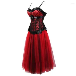 Bustiery gorsets seksowne sukienki z gorsetu dla kobiet Bustier plus size z spódnicą długi zestaw tutu egzotyczne kostiumy na Halloween czerwone 6xlbustiers