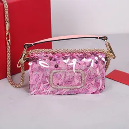 Sequin Dinner Bag Chain Messenger Bag Women Handbag Flap Crossbody Purse Fashion 3d Embroidered Handbag Magnetic Buckle Opening 10A Top Quality