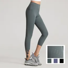 Active Pants Thin Breathable Fitness Women's Tight Eight-cent Stretch High-waisted Hollow Hip Lift Yoga Legging Feminina Academia