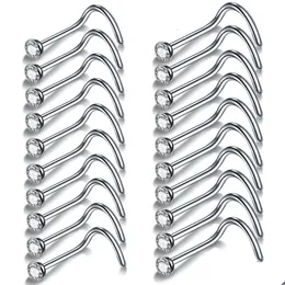 Nabel Klingelknopf Ringe 100 Teile/los 18G 20G Nasenloch Piercings Cz Kristall Piercing Nase Stud Edelstahl Stern nariz Körper Schmuck Dhzn4