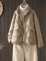 Parka da donna in piumino Lagabogy invernale da donna ultraleggero caldo piumino corto casual femminile monopetto sciolto 90% piumino d'anatra bianco 231027