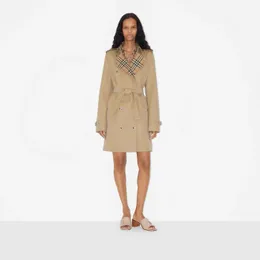 Gabardina de lujo de diseñador Bur berry para mujer, chaqueta cortavientos, abrigo con cinturón holgado, gabardina larga informal para mujer