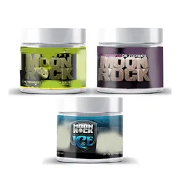 Tom 60 ml 3,5 g Moonrock Flower Clear Store Glass Burs Packaging med Joke Up Runtz Sticker Labels OEM Logo Size Labels