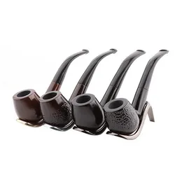 New Ebony Wood Pipe Bent Type Bucket Handle Hand Tobacco Pipe Wooden Cigarette Herbal Filter Tips Smoking Pipes