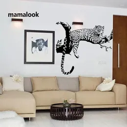 Väggklistermärken vilda stora leopard djurklistermärke tiger dekal konst väggmålning heminredning svart färg