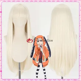 Catsuit Costumes Anime Kakegurui Yomozuki Runa Cosplay Wigs Milk Golden Long 80cm värmebeständigt syntetiskt hår Halloween + perukkåpan