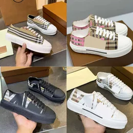 Designer Vintage Men Print Check Sneakers Two-tone Cotton Gabardine Flats Shoe Printed Lettering Plaid Calfskin Canvas Trainers Bio-based Rubber Bottom Shoes NO288