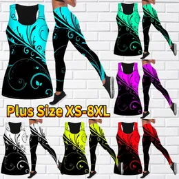 Women's Leggings Yoga Set Fashion 3D Rolled Up Grass Print Training Fitness Pants And Tops XS-8XL