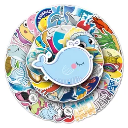 50 datorer Cartoon Animal The Ocean Series Personlighet Graffiti Creative Water Cup Decoration PVC Laptop Car Skateboard Stickers