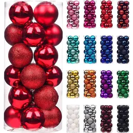 Juldekorationer 24 st/parti 8cm färgdekoration boll julgran hängande ornament glänsande bauble boll för hemhus bar party dekor 231027