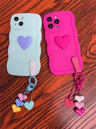 Custodie per cellulari con taglio coreano color caramello 3D con ciondolo a forma di cuore d'amore Custodia a cuscino d'aria smerigliata adatta per iPhone 15 14 12 11 Pro Max X XS XR Cover morbida Kawaii 231026