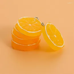 Charms 10 Stücke Harz Obst Zitrone Orange Anhänger Für Cabochon Kreative Runde Lebensmittel Schlüsselbund Halskette Schmuck Erkenntnisse DIY