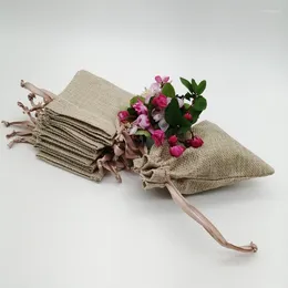 Jewelry Pouches 50pcs Bag 7 9 10 14 Packaging Bags Wedding Party Decoration Gift Drawstring Jute For Christmas