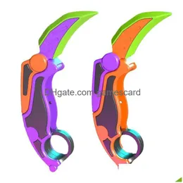 Giochi di novità Giochi di novità Stampato in 3D Artiglio Coltello Giocattolo Sollievo Farfalla Fidget Pinza a mano Giocattoli sensoriali Decompressione luminosa Push Card Dh0Vo