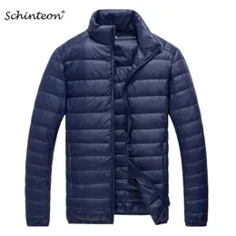 Herren-Daunenparkas Schinteon Männer Ultraleichte weiße Entendaunenjacke Dünner Stehkragen Einfarbig Einfache Herbst-Outwear 231026