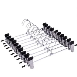 Hangers Racks 10pcs Stainless Steel Trousers Rack Clip Metal Anti Slip Clothespin Wardrobe Pants Clamp Clothes Hanger 231027