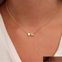 Hänghalsband mode 316l rostfritt stål kärleksbrev halsband för kvinnor choker hjärta initial smycken med kort droppleverans pe othql