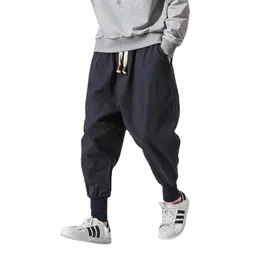 Kvinnors byxor capris bomullslinne harem byxor män solast elastiska midja streetwear joggers baggy drop crotch byxor casual byxor män 231026