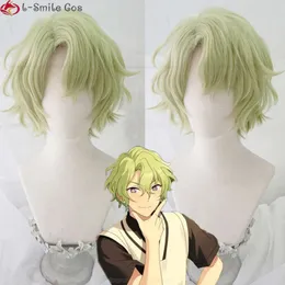 Catsuit Costumes High Quality Game Ensemble Stars Tomoe Hiyori Cosplay Short Green Heat Resistant Hair Party Roll Spela Es Wigs + Wig Cap