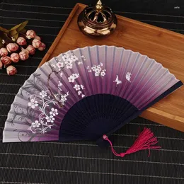 パーティーの好意2023中国の絹の花の蝶の折りたたみ折りたたみファンポケットの誕生日はギフト女性ダンスファンの装飾