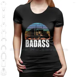 Erkekler Tişörtler Kamyon Sürücüsü Badass Siyah Beyaz Tshirt Erkekler Kadın Kamyoncu Otomobil Muşaması Aksesuarları Boynuz Hediye Fikir